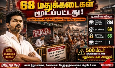 கோவையில் 68 மதுக்கடைகள் மூடல்.. முதல்வர் விஜய் உத்தரவு அமல்!