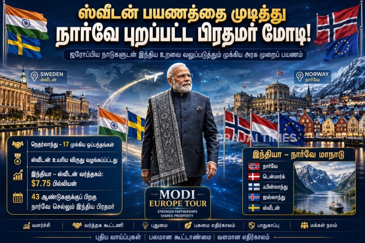 ஸ்வீடன் பயணத்தை முடித்து நார்வே புறப்பட்ட பிரதமர் மோடி!