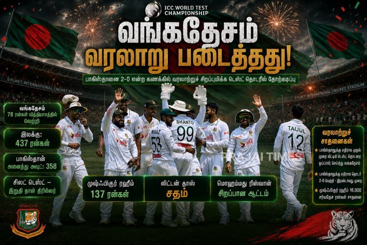 பாகிஸ்தானை ஒயிட்வாஷ் செய்த வங்கதேசம்.. டெஸ்ட் தொடரில் வரலாற்று சாதனை!