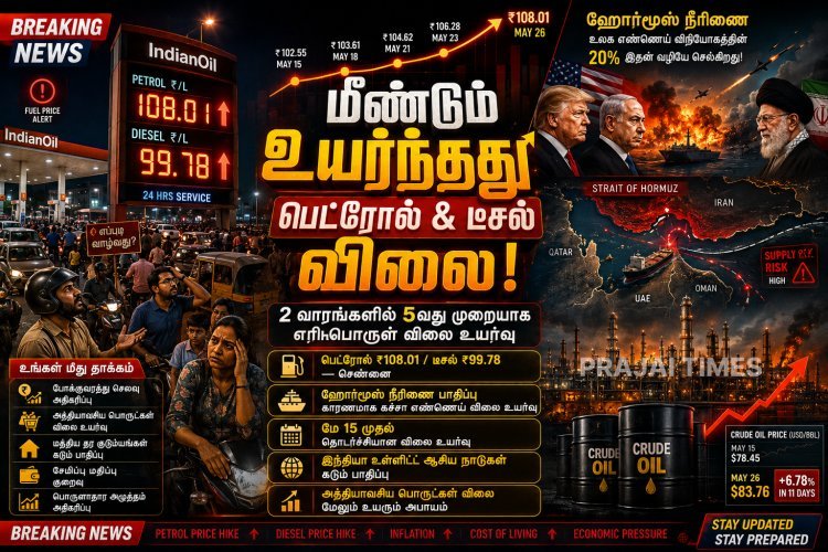 மீண்டும் உயர்ந்த பெட்ரோல், டீசல் விலை.. 2 வாரத்தில் 5வது அதிர்ச்சி!