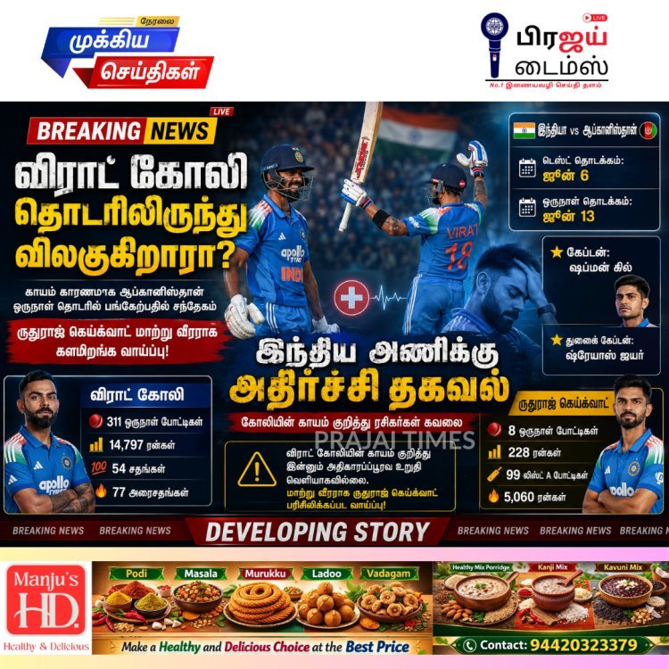 விராட் கோலி காயம் காரணமாக விலகல்? ஆப்கானிஸ்தான் ஒருநாள் தொடரில் ருதுராஜ் கெய்க்வாட் வாய்ப்பு