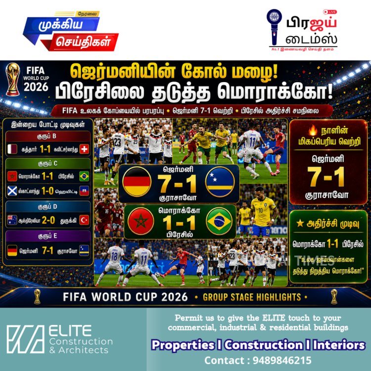 FIFA உலகக் கோப்பை 2026: ஜெர்மனி 7 கோல் மழை, பிரேசிலை தடுத்த மொராக்கோ!