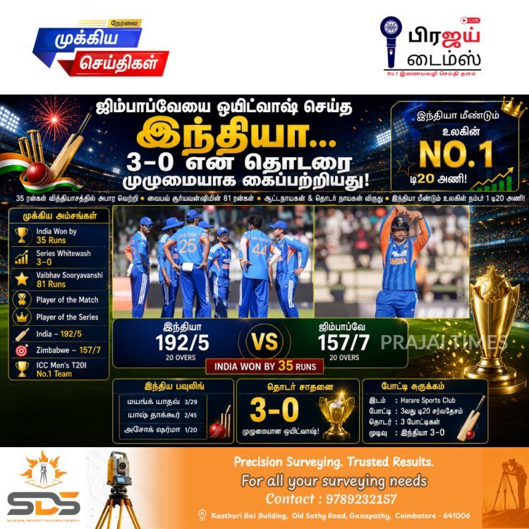ஜிம்பாப்வேயை 3-0 என ஒயிட்வாஷ் செய்த இந்தியா! 15 வயது வைபவ் சூர்யவன்ஷி மீண்டும் அபார அரைசதம்