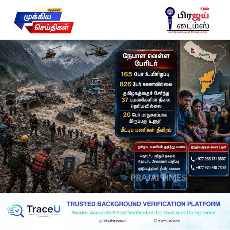நேபாள வெள்ளத்தில் 165 பேர் உயிரிழப்பு; 826 பேர் மாயம்: தமிழகத்தைச் சேர்ந்த 37 பயணிகள் நிலை தெரியவில்லை